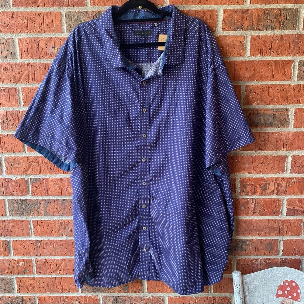 Twenty Eight Degrees Mens Sz 5XL Blue Cotton Button Up Short sleeves